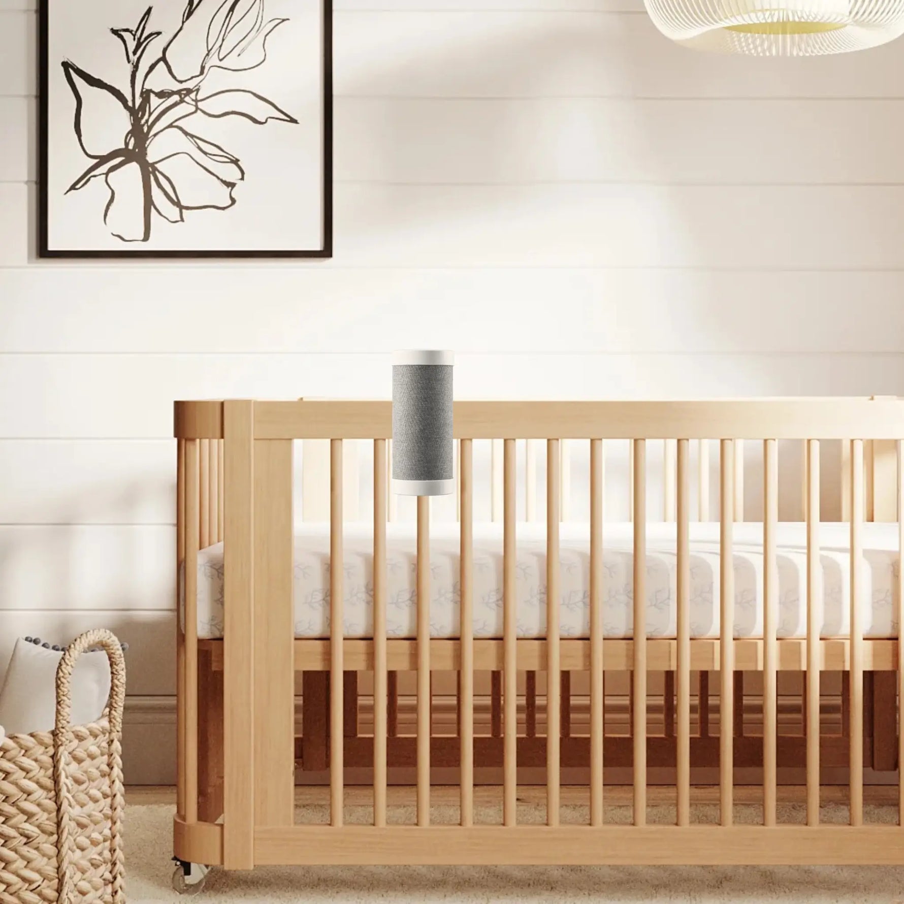 With the included mount, the RockingRide rocker easily attaches to the crib, providing a gentle rocking motion that helps soothe your baby and lull them to sleep. It operates extremely quietly, ensuring an undisturbed sleep for your little one.