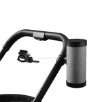 RockingRide automatic stroller rocker mounted on baby stroller handle, close-up view